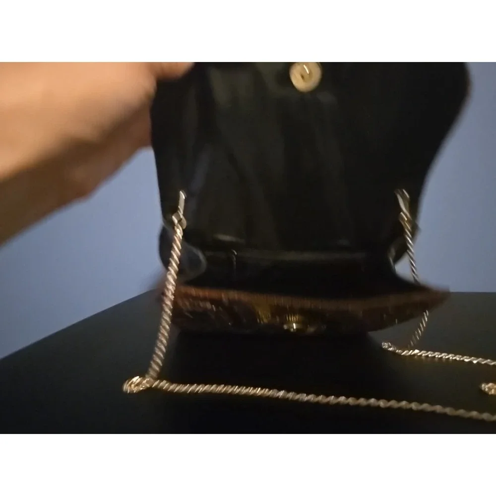 Beaded Evening Bag with Touches of Black Gold and Brown Manetic Closure Japan‎